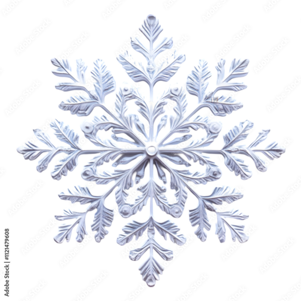 A glowing white snowflake with soft edges, isolated on transparent background A glowing white snowflake with soft edges, isolated on transparent background