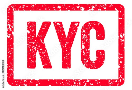 KYC Stamp Transparent Seal, Red Grunge KYC Word Rubber Stamp Seal