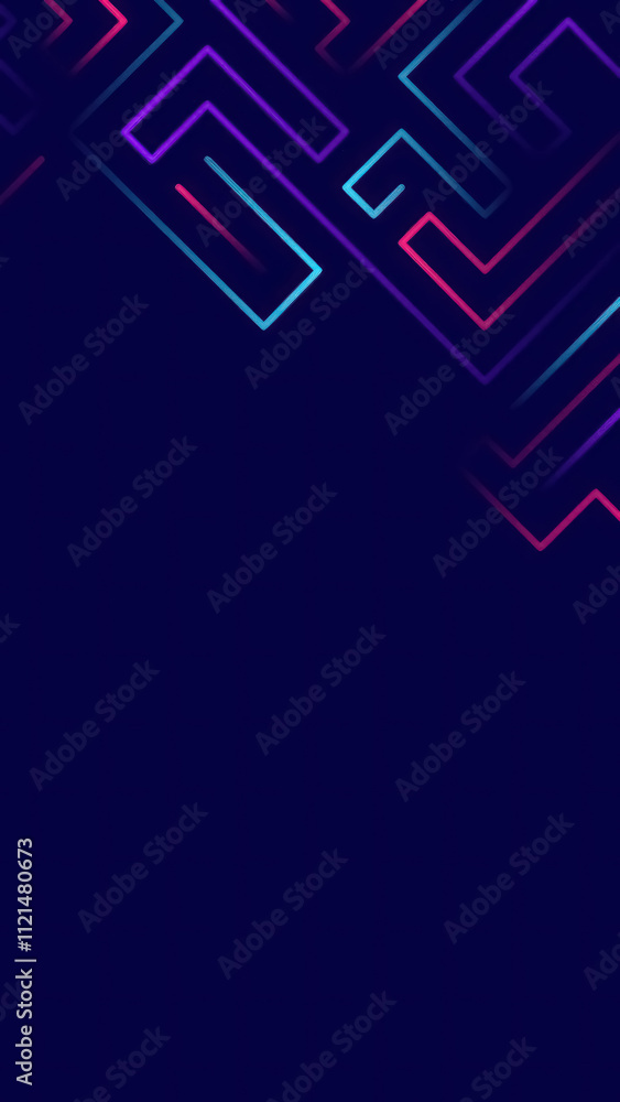 abstract neon maze with glowing lines on dark background abstract neon maze with glowing lines on dark background