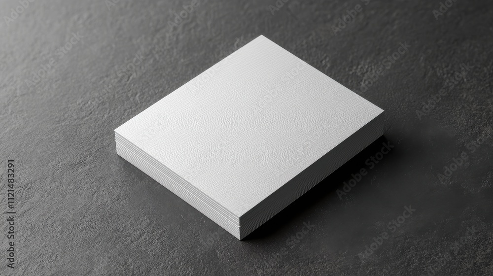 Fototapeta premium Stack of Blank White Business Cards on a Dark Stone Background for Branding Mockup and Design Presentation