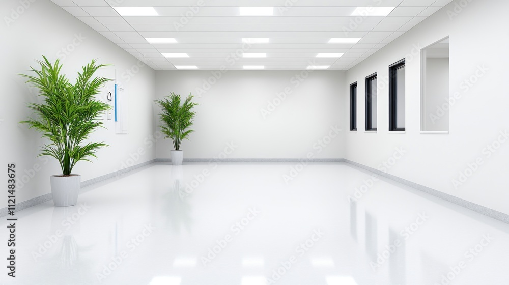 Minimalist interior with plants and bright lighting. Minimalist interior with plants and bright lighting.