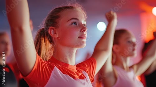 Energetic Young Woman in Fitness Class