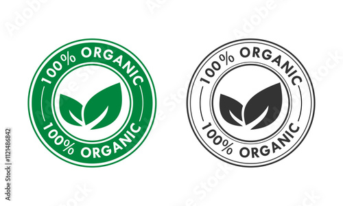 100% organic logo template illustration