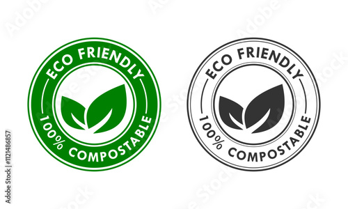 Eco friendly - 100% compostable logo template illustration