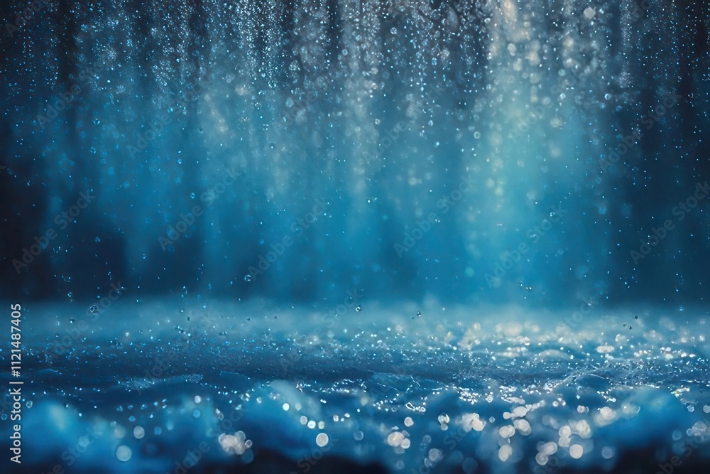 Mystical blue rain falling on ice crystals. Mystical blue rain falling on ice crystals.