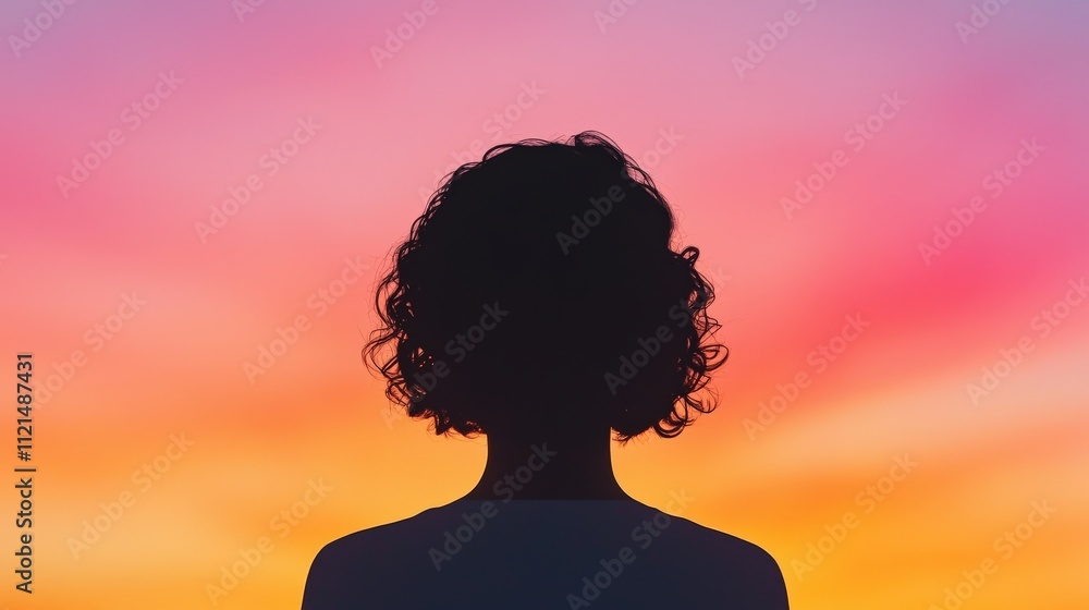 A silhouetted figure against a vibrant sunset sky, creating a serene and contemplative atmosphere. A silhouetted figure against a vibrant sunset sky, creating a serene and contemplative atmosphere.