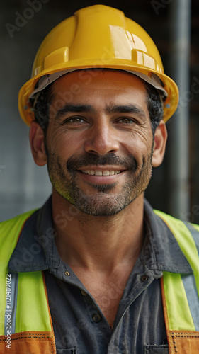 Smiling Construction Worker: Confidence at the Job Site