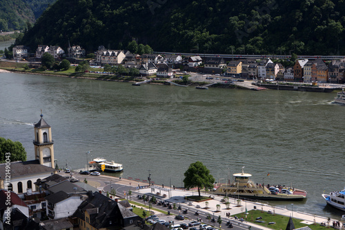 Saint Goarshausen and Saint Goar from the Rheinsteig - between Kaub and Saint Goarshausen - Hesse - Germany photo