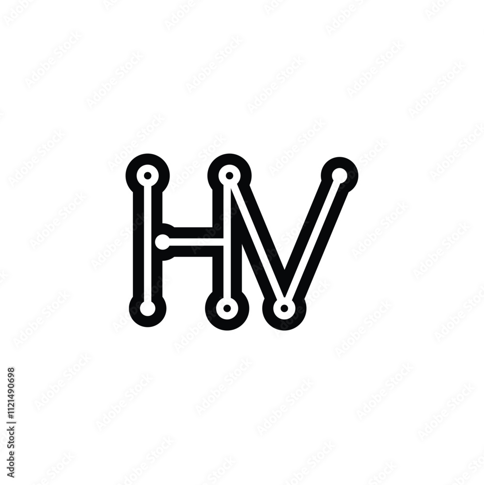 Obraz premium HV monogram logo design letter text name symbol monochrome logotype alphabet character simple logo