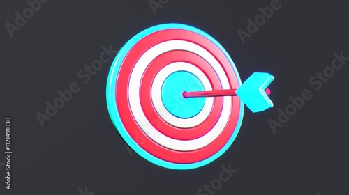 Achieving Success: A 3D Render of a Bullseye Target with an Arrow Precisely Hitting the Center