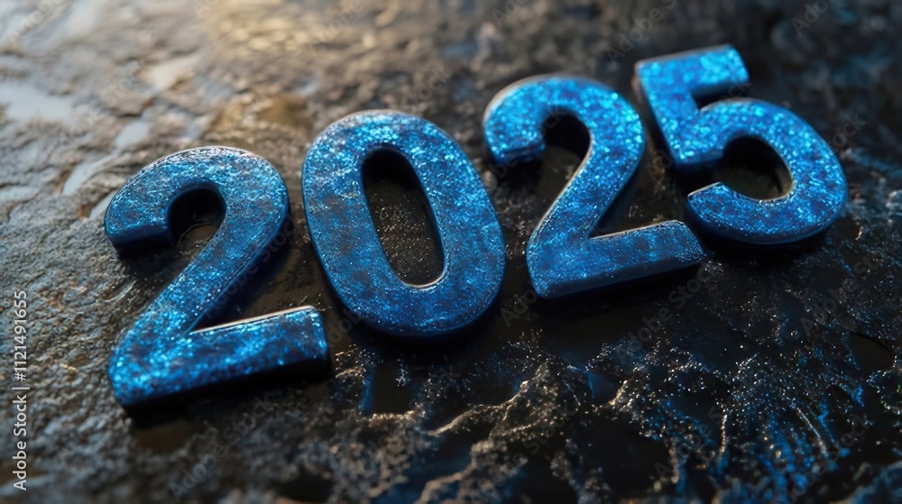 Glowing blue 2025 digits on dark background. Glowing blue 2025 digits on dark background.