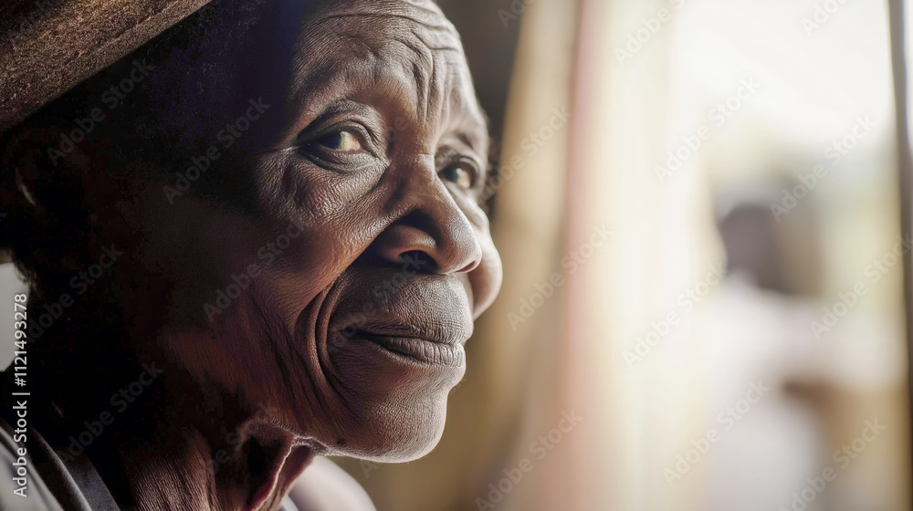 Wisdom radiates from the aged visage of a woman, capturing a lifetime of stories within her expressive eyes, framed by soft natural light and shadow. Wisdom radiates from the aged visage of a woman, capturing a lifetime of stories within her expressive eyes, framed by soft natural light and shadow.