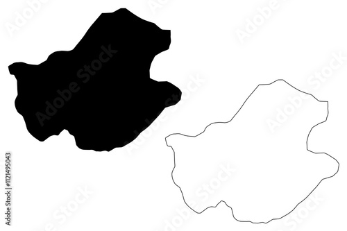 Punakha District (Districts of Bhutan, Kingdom of Bhutan) map vector illustration, scribble sketch Punakha map