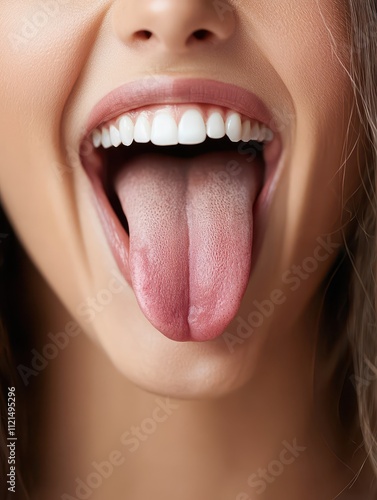 Funny woman making a silly face and sticking out her tongue with a big smile