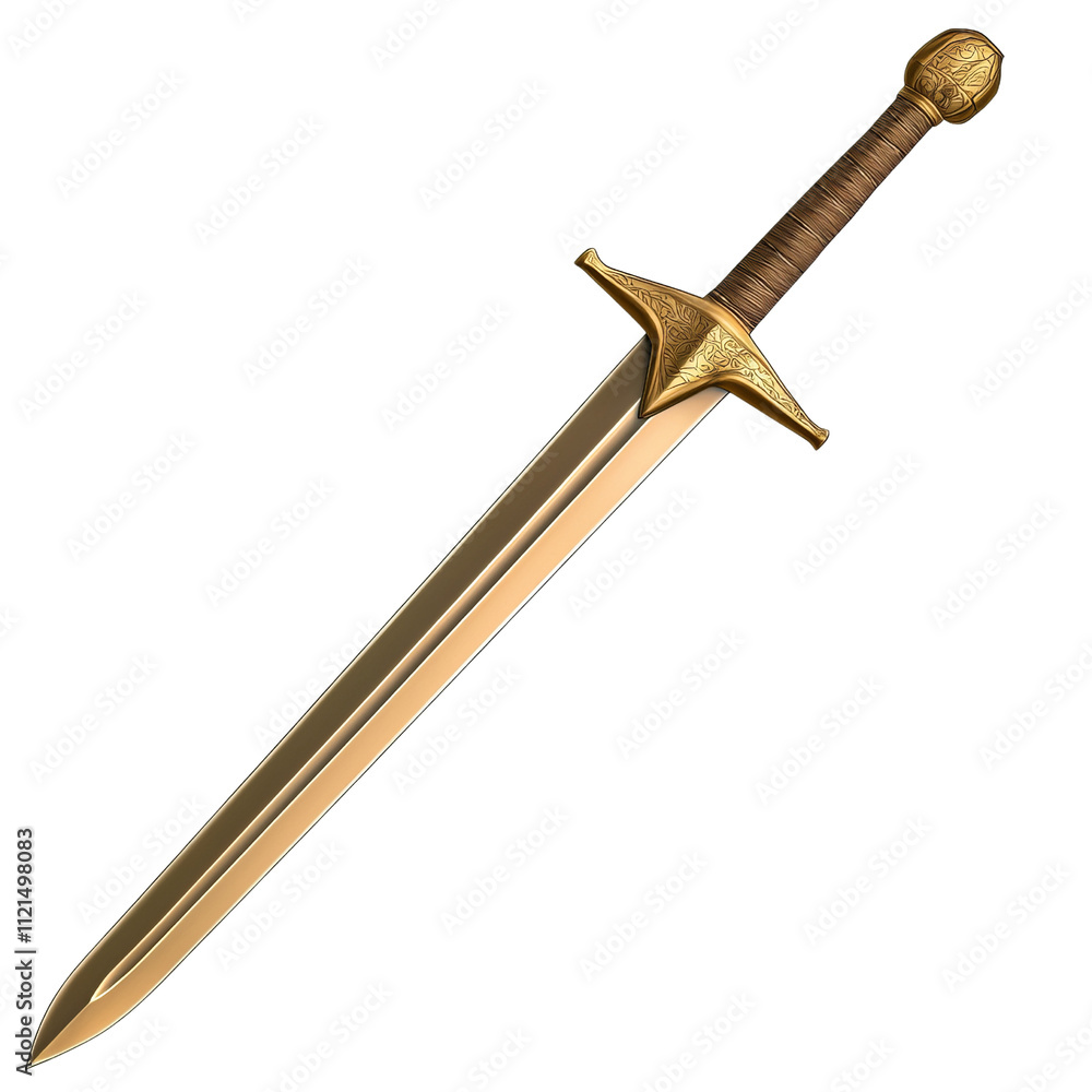 golden medieval sword with intricate details on hilt and sharp double edged blade golden medieval sword with intricate details on hilt and sharp double edged blade
