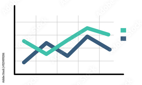 Illustration of a line graph of a business analysis tool, showing the results of a comparative analysis.