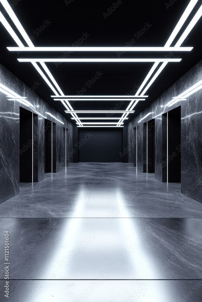 Futuristic Illuminated Corridor with Sleek Geometric Design Futuristic Illuminated Corridor with Sleek Geometric Design