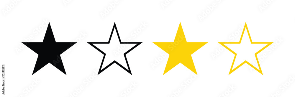 Stars Vector Icons and Golden Star Collection Perfect for Isolated Creative Designs on White Background Stars Vector Icons and Golden Star Collection Perfect for Isolated Creative Designs on White Background
