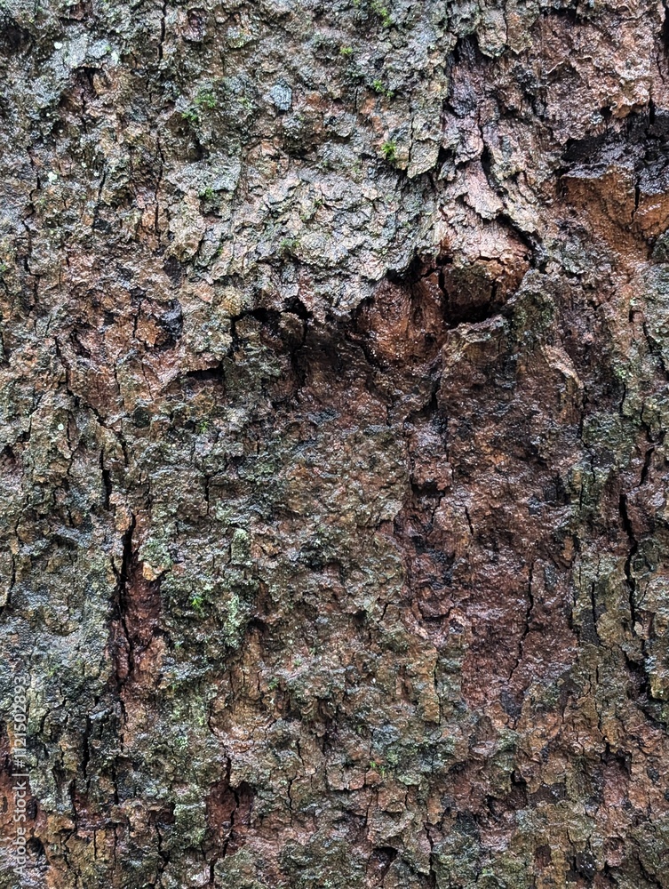 Fototapeta premium Wood texture. The wet bark of the trunk of the Platanus in the city park
