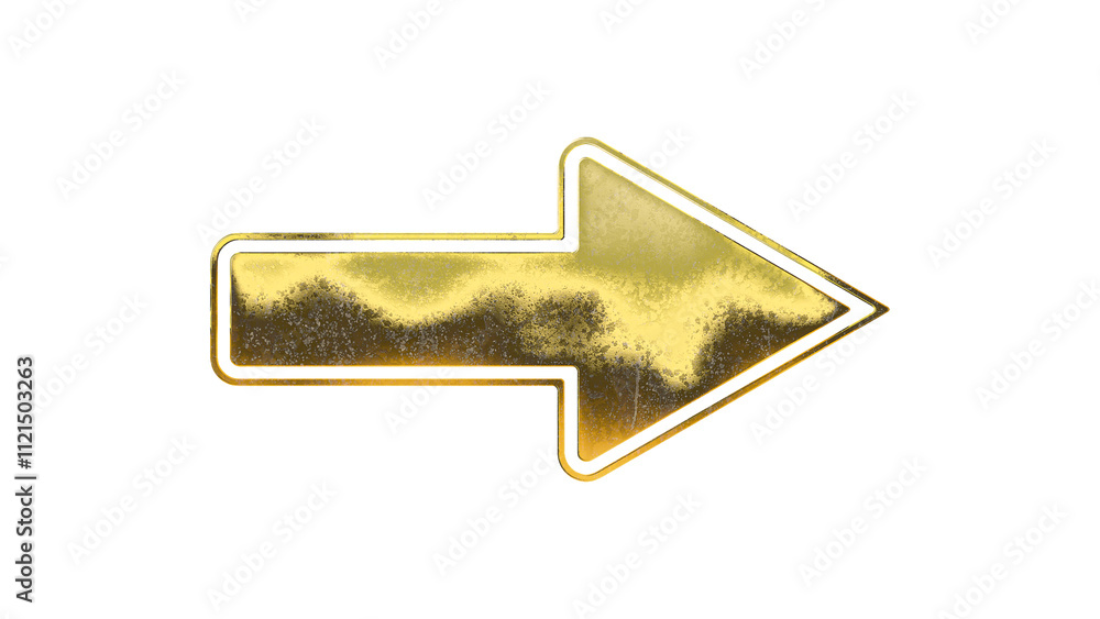 Obraz premium Gold golden Arrow icon symbol is set isolated on a white background. Design element. Cut out.