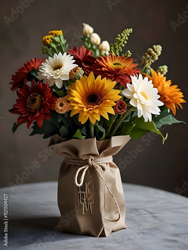 Autumn Flower Vase Bouquet Painting Illustration Art