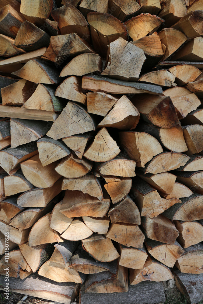 Stack of wood logs by Lykershausen - Rheinsteig - between Saint Goarshausen and Kamp-Bornhofen - Hesse - Germany Stack of wood logs by Lykershausen - Rheinsteig - between Saint Goarshausen and Kamp-Bornhofen - Hesse - Germany