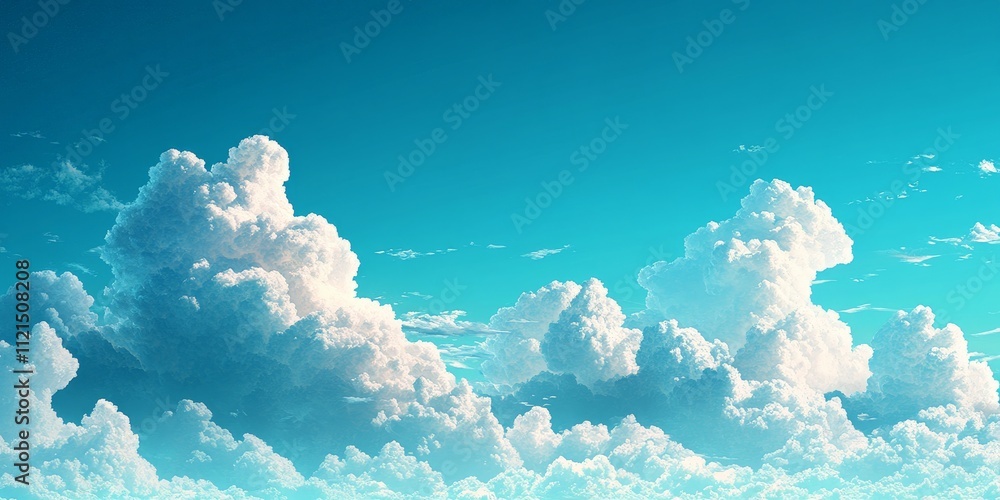Seamless Pattern of White Clouds on Blue Sky