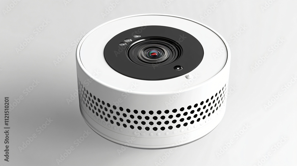 Fototapeta premium A hidden security camera embedded in a smoke detector for discreet monitoring.