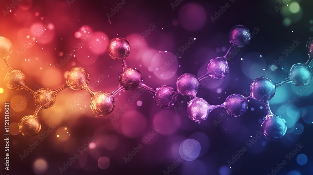 Vibrant molecular structure with colorful patterns, abstract art and science background Vibrant molecular structure with colorful patterns, abstract art and science background