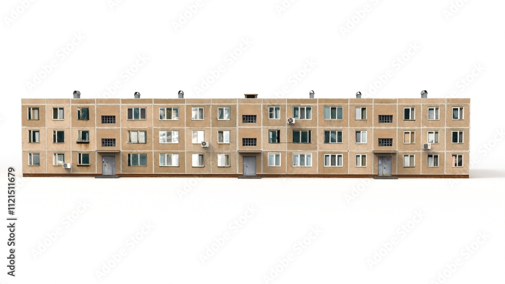 3D rendering of an old building on a white background 3D rendering of an old building on a white background