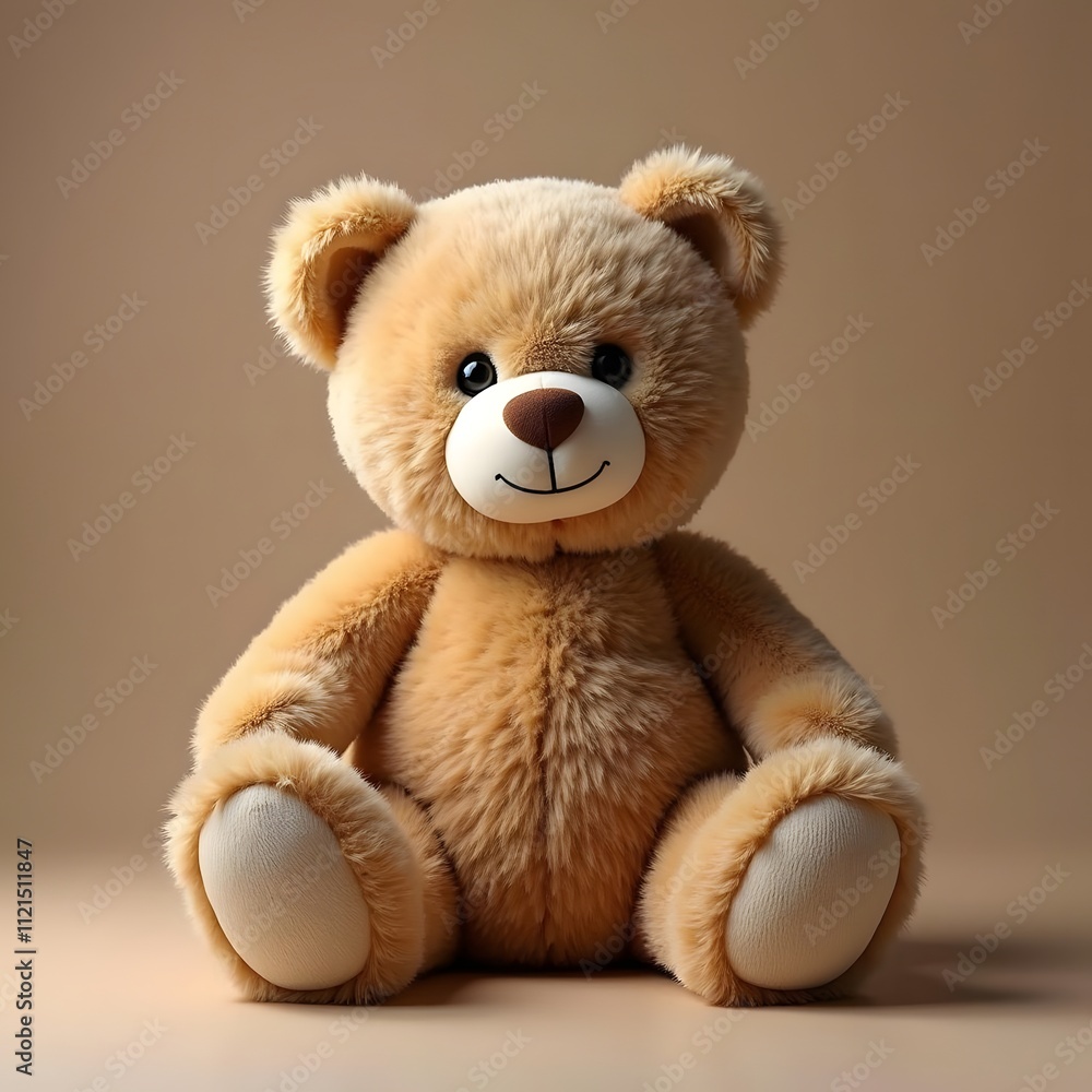Fototapeta premium Organic Earth Tones: A Teddy Bear's Tranquil Studio Scene