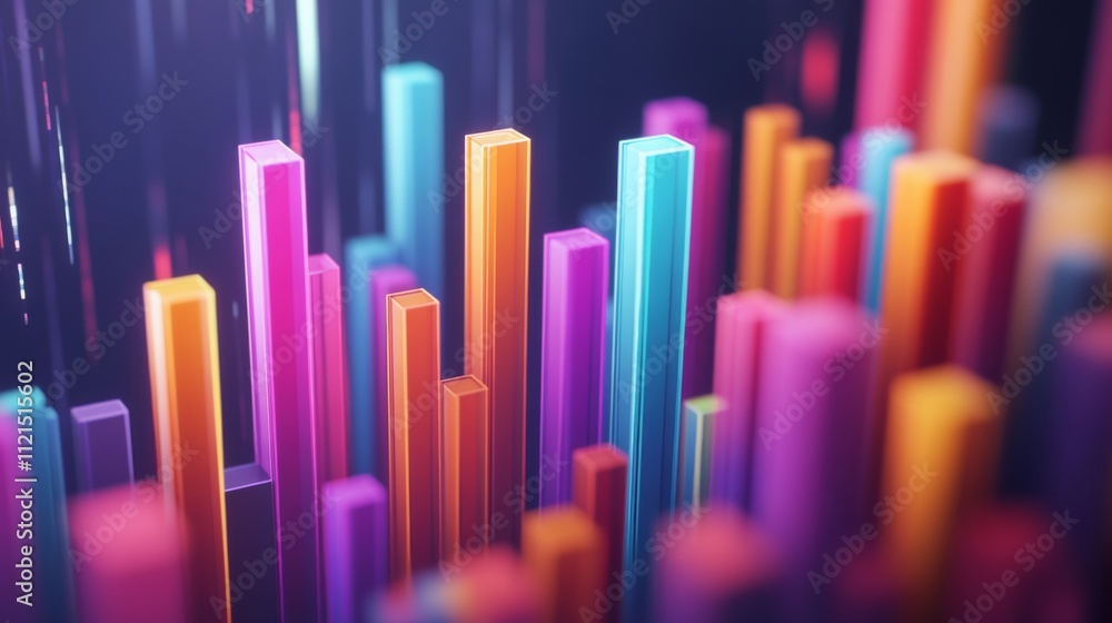 Colorful Abstract Bar Graph Illustration in 3D Style Colorful Abstract Bar Graph Illustration in 3D Style