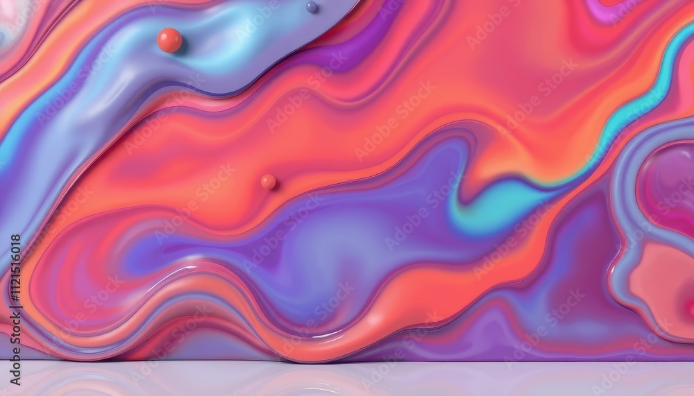 Abstract Swirling Fluid Colorscape with Spheres Abstract Swirling Fluid Colorscape with Spheres