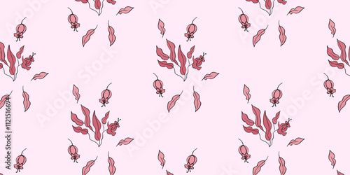 Seamless vector pattern, twigs and leaves, for bed linen, wallpaper and textureeb
