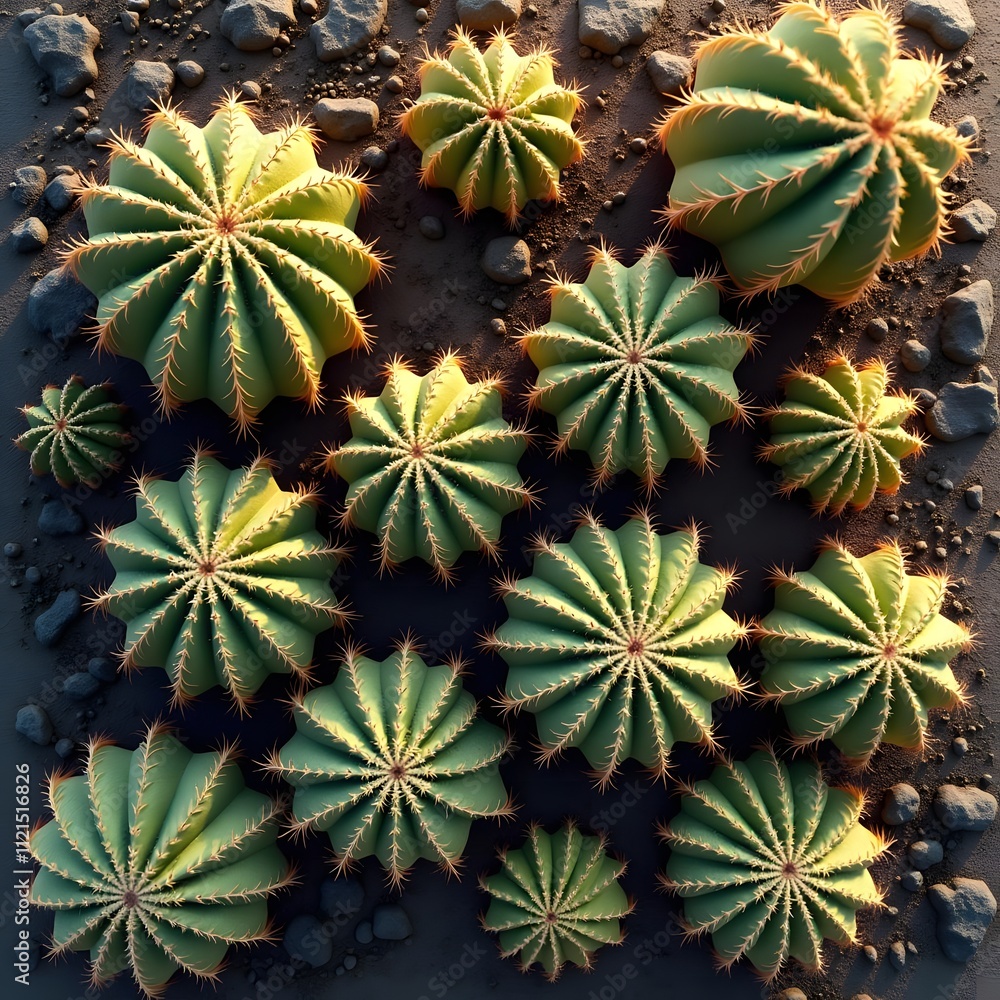 Serene Cactus Oasis: A Vibrant Top-View Urban Retreat Serene Cactus Oasis: A Vibrant Top-View Urban Retreat