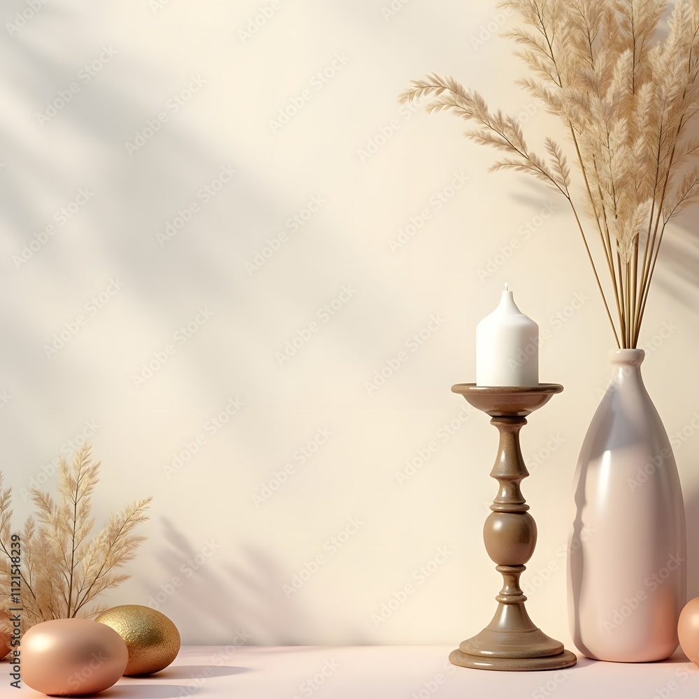 Pastel Dreams: Minimalistic Candlestick Background in Natural Light Pastel Dreams: Minimalistic Candlestick Background in Natural Light