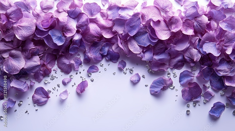 Obraz premium Elegant Pink and Purple Flower Petals with Decorative Jewels Spread
