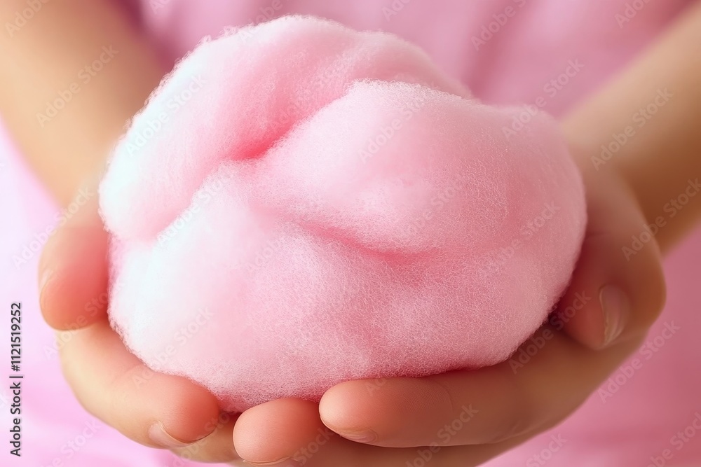 Soft and Fluffy Pink Cotton Candy Held in Hands for a Sweet Treat Delight at a Fair or Carnival with a Background of Joyful Moments Soft and Fluffy Pink Cotton Candy Held in Hands for a Sweet Treat Delight at a Fair or Carnival with a Background of Joyful Moments