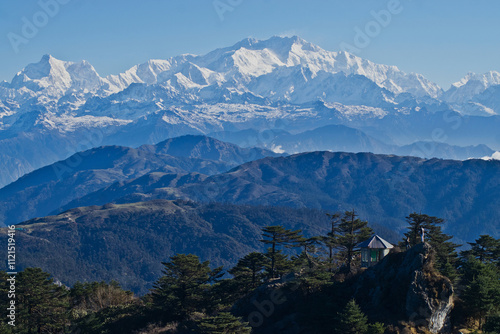 Kanchenjunga mountain view from Sandakphu, Darjeeling. 