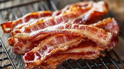 Crispy Bacon Strips Cooked to Perfection on a Cooling Rack photo