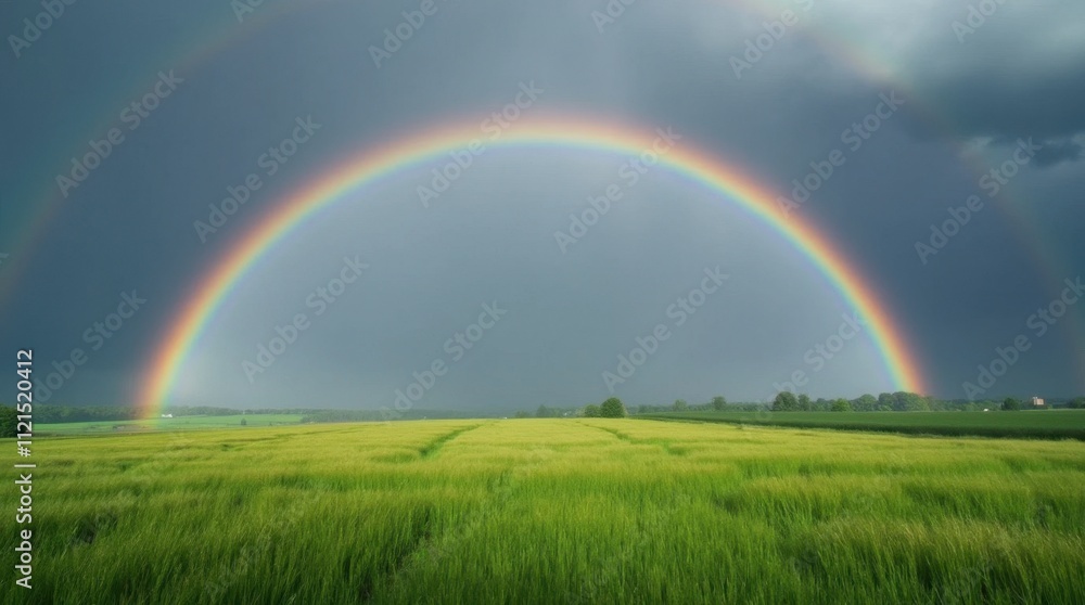 Rainbow over Meadow After Rain Rainbow over Meadow After Rain