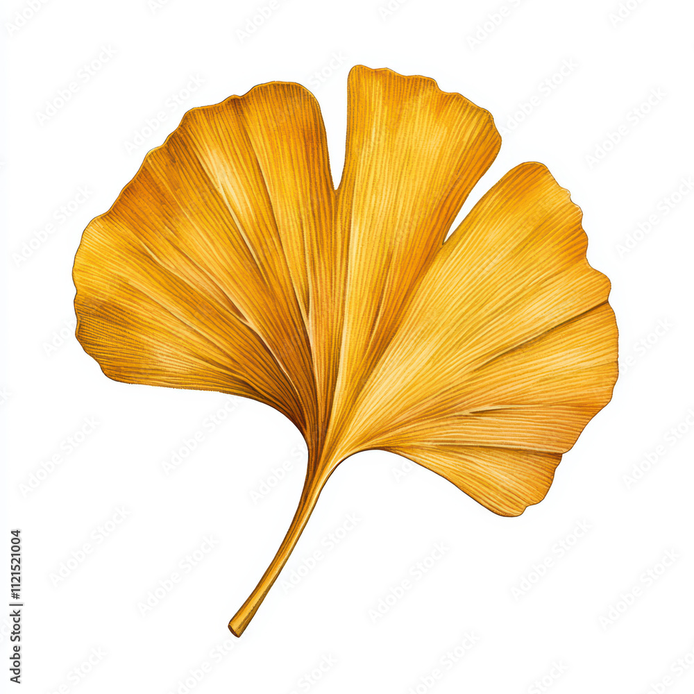 vibrant watercolor of ginkgo leaf in golden hues, showcasing its unique fan shape and intricate vein patterns, perfect for nature lovers and art enthusiasts vibrant watercolor of ginkgo leaf in golden hues, showcasing its unique fan shape and intricate vein patterns, perfect for nature lovers and art enthusiasts