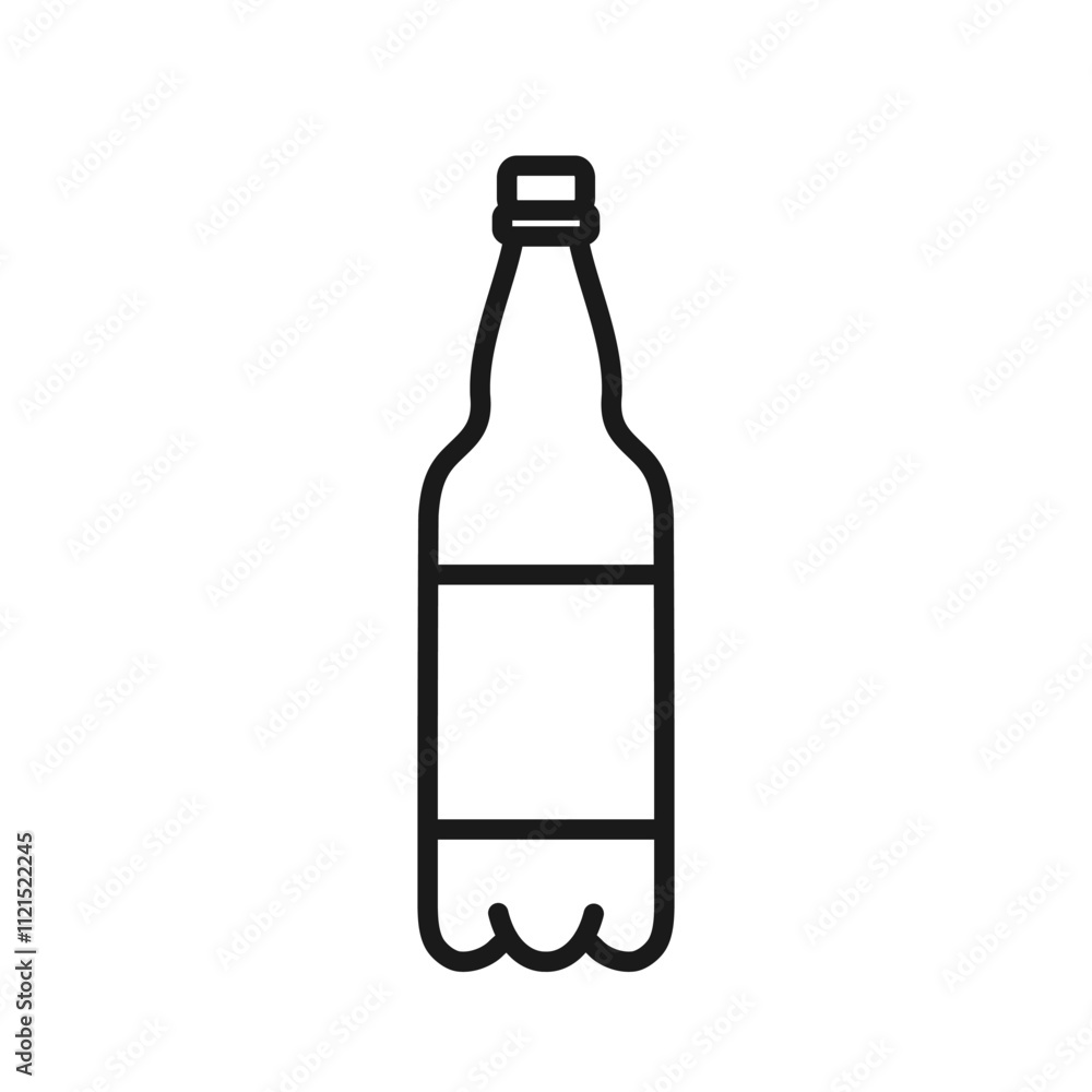 Big plastic beer bottle outline icon isolated on white background. Editable stroke. Brewery product in a disposable recyclable packaging. For web page, logo, mobile app. Vector illustration Big plastic beer bottle outline icon isolated on white background. Editable stroke. Brewery product in a disposable recyclable packaging. For web page, logo, mobile app. Vector illustration