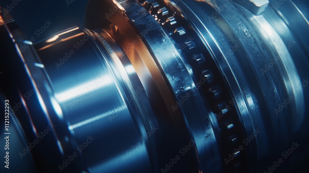 Close-up of intricate machine gears with a blue tone, showcasing detailed mechanical parts in a shallow depth of field, representing precision engineering, technology, and industrial machinery Close-up of intricate machine gears with a blue tone, showcasing detailed mechanical parts in a shallow depth of field, representing precision engineering, technology, and industrial machinery