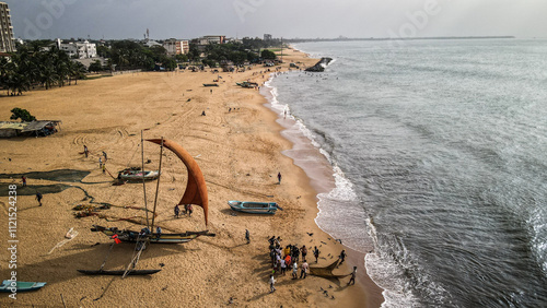 Foto The aerial view of the Negombo Beach in Sri Lanka
