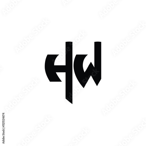 HW monogram logo design letter text name symbol monochrome logotype alphabet character simple logo