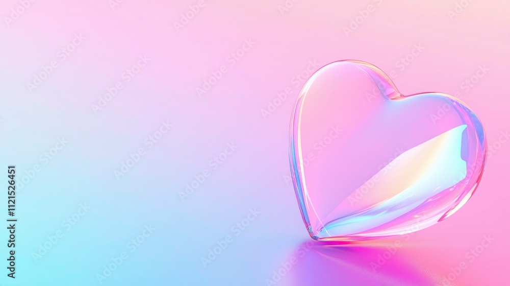 Abstract and futuristic transparent heart in soft pink and blue tones Abstract and futuristic transparent heart in soft pink and blue tones