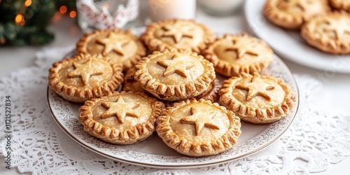 Traditional mince pies with star tops on a platter