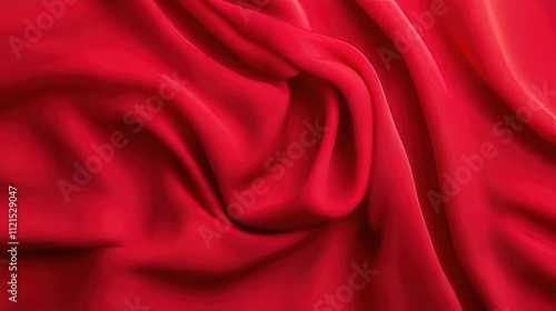 Close-up of red fabric with soft folds and wrinkles.