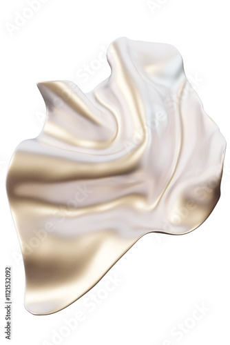 Shiny iridescent white flowing cloth, dreamy futuristic 3D render